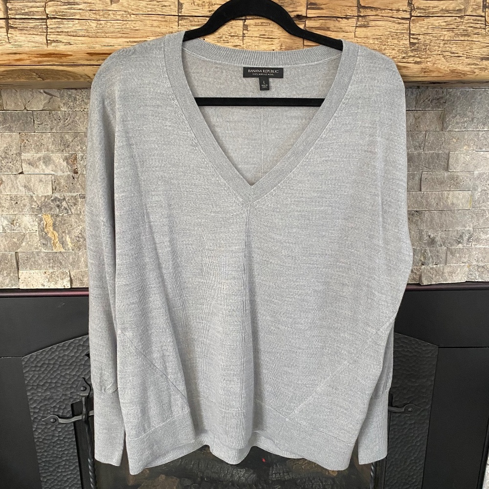 Banana Republic 100% Merino Wool Large Grey